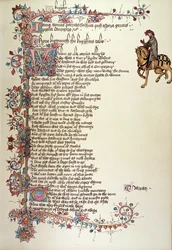 The Knight (detail) from The Canterbury Tales, by Geoffrey Chaucer, Ellesmere Manuscript, facsimile edition, 1911